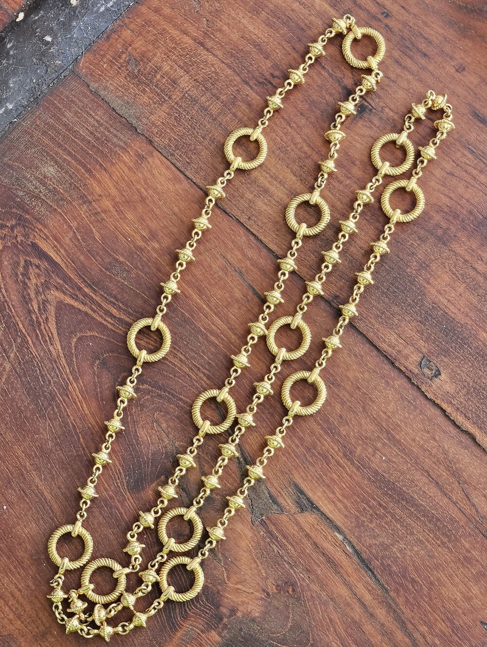 Luxury Designer St. John Gold Rope Circle Station Link Long 42" Necklace